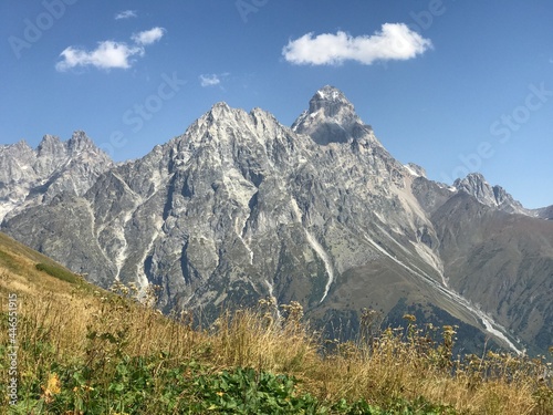 Svaneti, Georgia in September: high mountains covered with snow