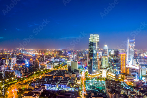 Aerial photography China Yancheng city architectural landscape night view © 昊 周