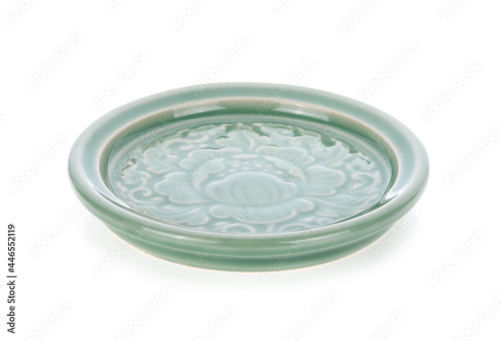 green plate ceramic isolated on white green plate ceramic isolated on white