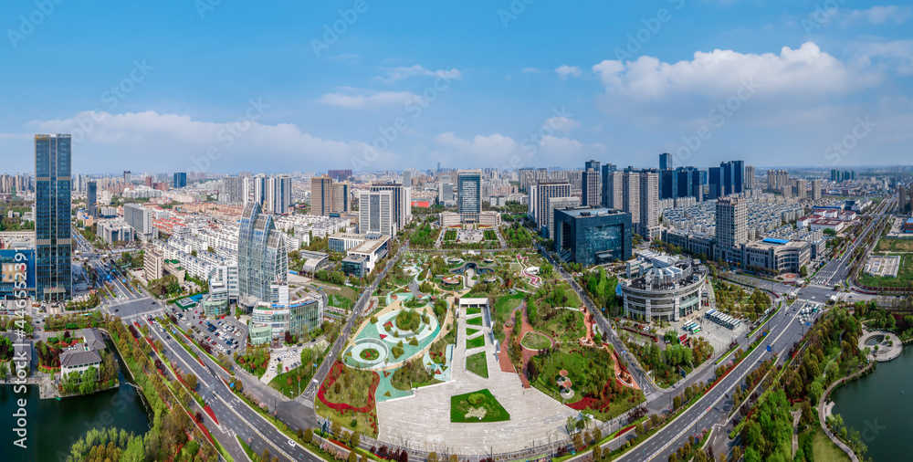 Naklejka premium Aerial photography of the architectural landscape of Yancheng, China