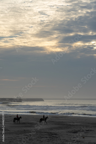 霧中の海と乗馬