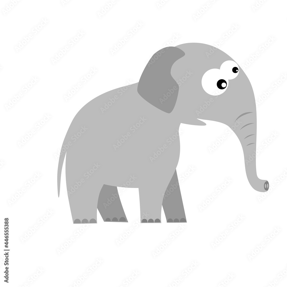 elephant in cartoon style. flat isolated vector