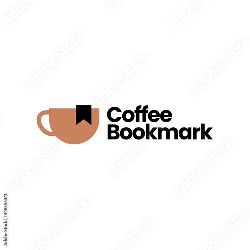 coffee bookmark logo vector icon illustration