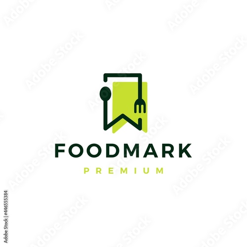 food spoon fork bookmark restaurant logo vector icon illustration