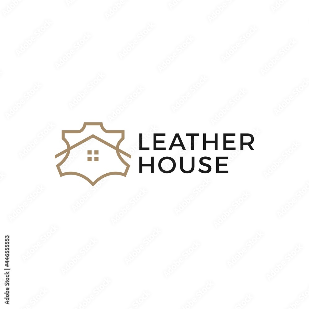 genuine leather house shop store logo vector icon illustration