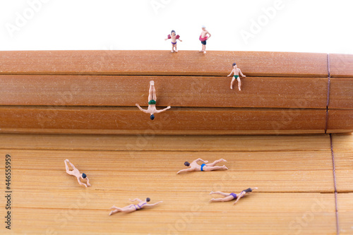 The swimming doll model on the miniature creative script