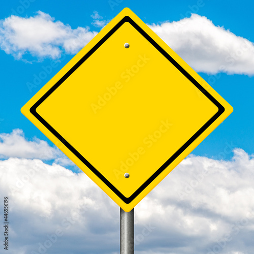 Rendering of a yellow highway sign