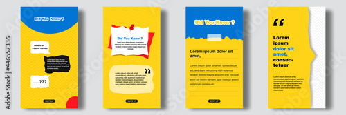 Social media tutorial, tips, trick, did you know post feed stories banner layout template with sticky note design element and abstract seamless line pattern background.