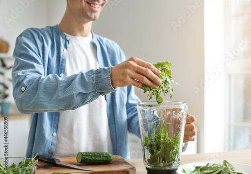 Young man preparing healthy...