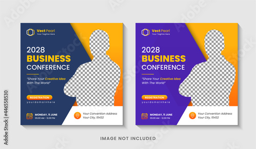 Online Digital business marketing webinar social media post or square flyer design template Premium Vector