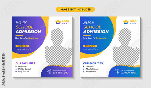 School admission social media post & back to school web banner template design