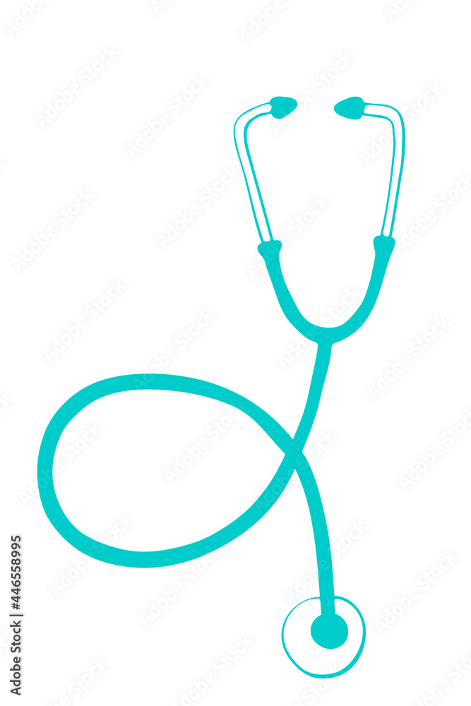Vector outline stethoscope in flat doodle style. Medical design element, clipart. Theme of medicine, pandemic, health care, treatment Vector outline stethoscope in flat doodle style. Medical design element, clipart. Theme of medicine, pandemic, health care, treatment