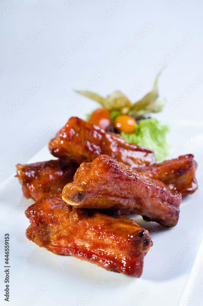 braised pork belly spare ribs trotter with vegetable in dark soy thick sauce fine dining plating asian meat menu braised pork belly spare ribs trotter with vegetable in dark soy thick sauce fine dining plating asian meat menu
