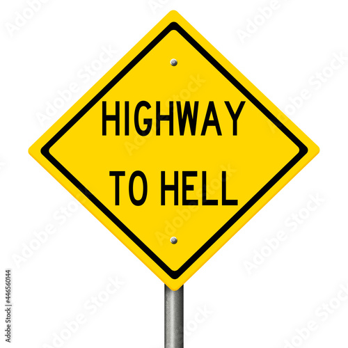 Принти на полотні Rendering of a yellow highway sign
