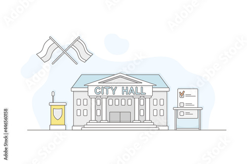 Municipal or City Services for Citizen with City Hall Department Vector Illustration