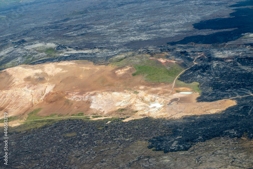 Icelandic landscape aerial photography captured from touristic airplane