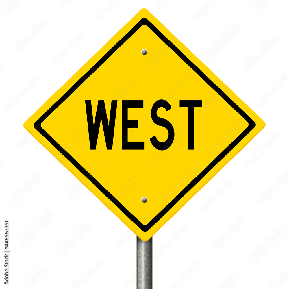 Rendering of a yellow highway sign