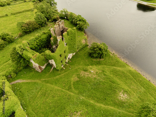 Aerial drone view on Menlo castle, Galway city, Ireland photo