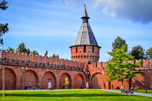 Red brick tower in the Tula Kremlin