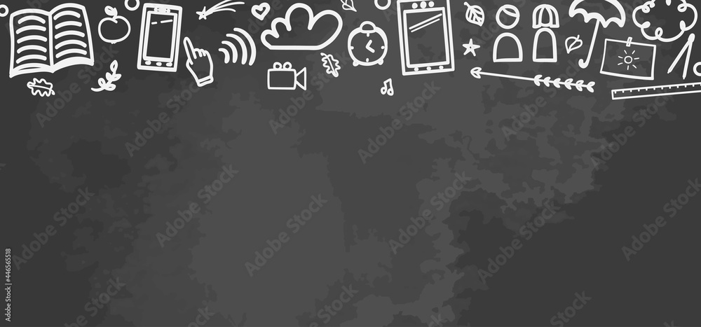 Back to school. Background with hand drawn school elements. Illustration for banners, flyers or posters. Distance home educate Back to school. Background with hand drawn school elements. Illustration for banners, flyers or posters. Distance home educate