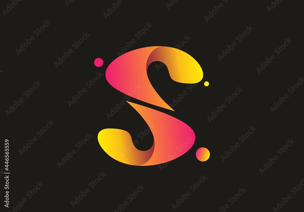 Obraz premium Pink yellow gradient color of S initial letter