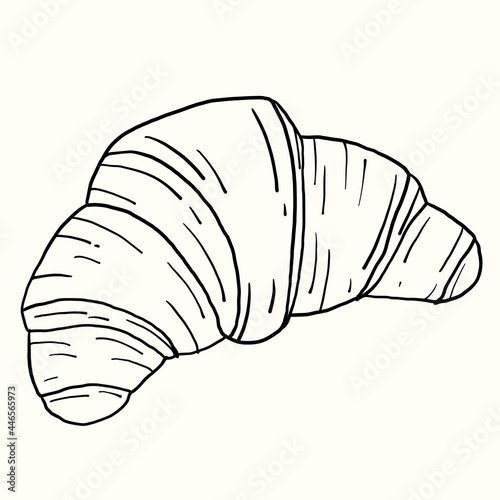 Doodle freehand sketch drawing of croissant bread.