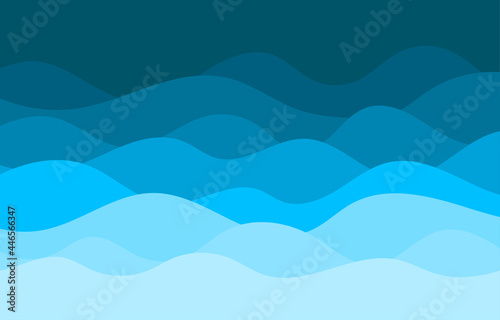 Blue water wave sea ocean curve lines pattern background vector