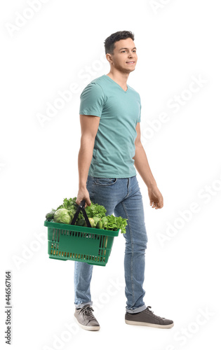 Young man and shopping bask...