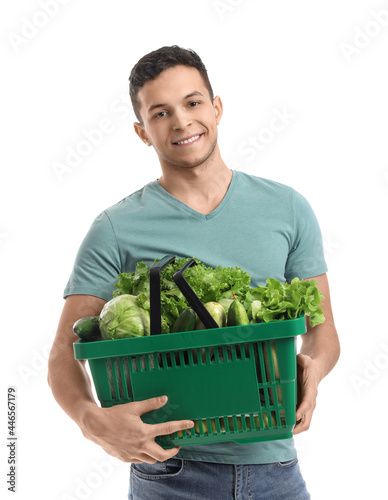 Young man and shopping bask...