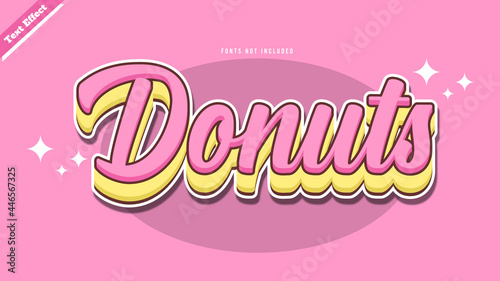 Donuts text effect design vector vector. editable 3d text