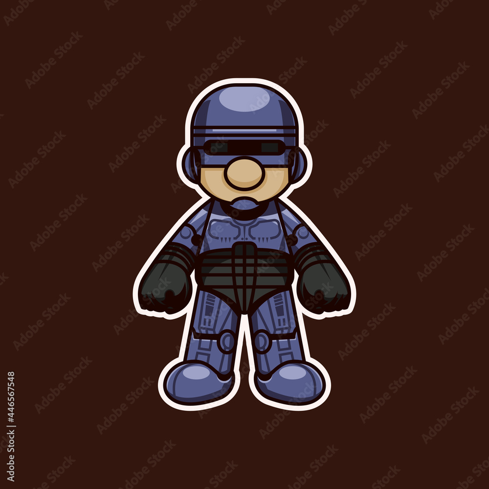 ROBOT MAN STICKER AND LOGO ILLUSTRATION ROBOT MAN STICKER AND LOGO ILLUSTRATION