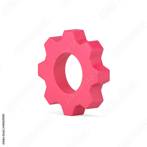 Red gear 3d icon. Volumetric industry cogwheel