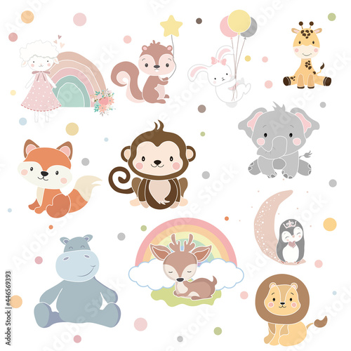 Baby cute animals Vector illustration