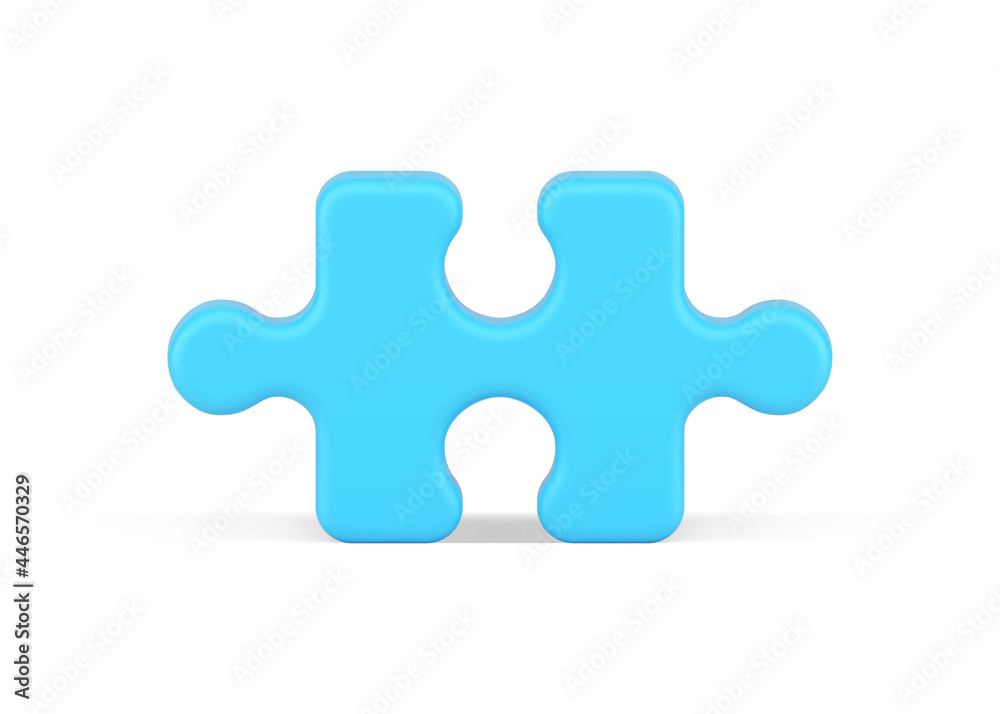 Blue puzzle 3d icon. Volumetric element diagram with creative solution Blue puzzle 3d icon. Volumetric element diagram with creative solution