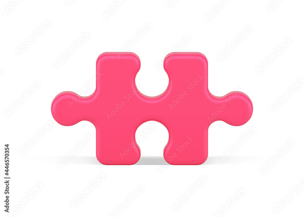 Red part puzzle 3d icon. Logical element for solving creative problem