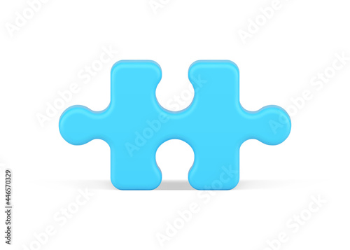 Blue puzzle 3d icon. Volumetric element diagram with creative solution