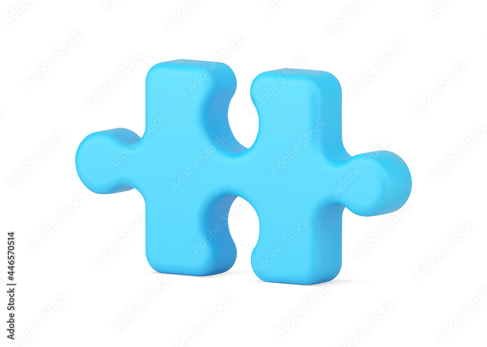Blue piece of logic puzzle 3d icon. Volumetric element for solving problem Blue piece of logic puzzle 3d icon. Volumetric element for solving problem