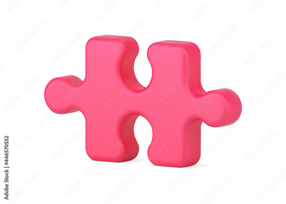 Obraz premium Creative part puzzle 3d icon. Red logical element for solving problem