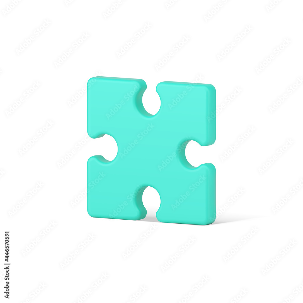 Green piece square jigsaw 3d icon. Volumetric element with creative solution Green piece square jigsaw 3d icon. Volumetric element with creative solution