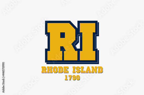 Rhode Island Inscription and Founded 1790. Illustration.