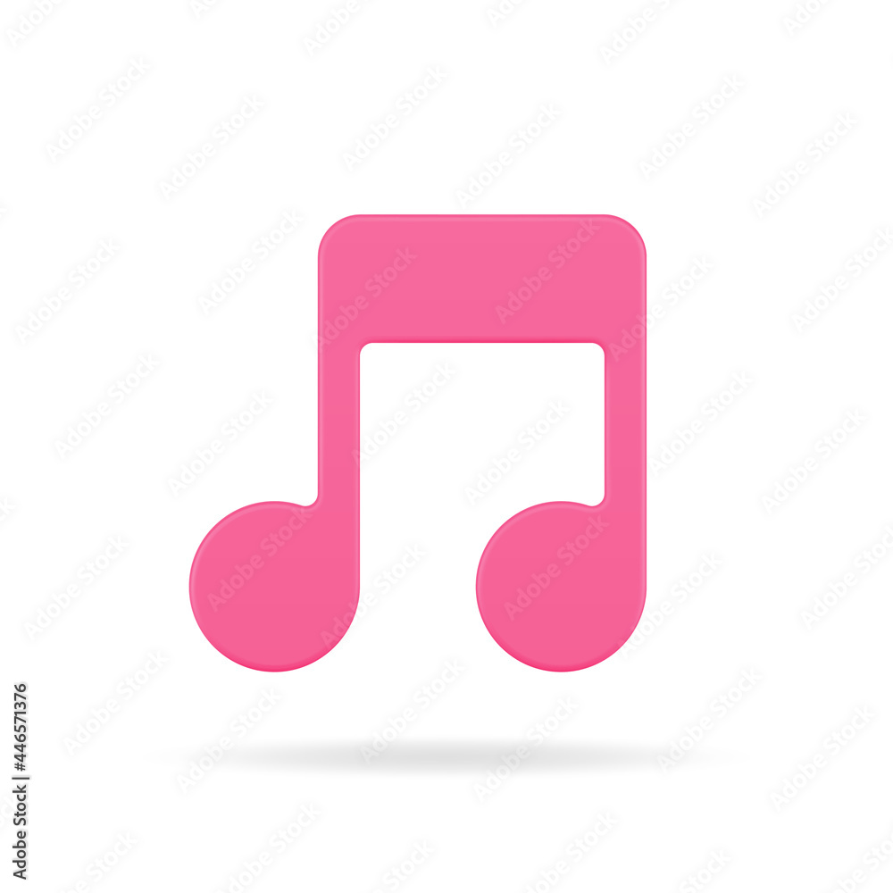 Red music note 3d icon. Volumetric tone symbol of creativity Red music note 3d icon. Volumetric tone symbol of creativity