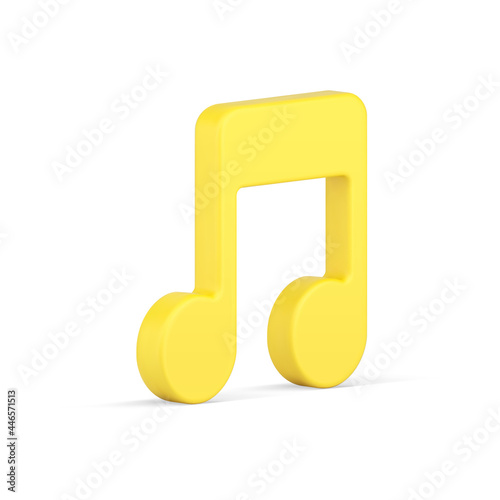 Golden note 3d icon. Music tone symbol of creativity