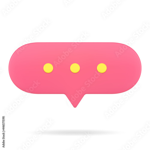 Oval red conversational web bubble 3d icon. Online chat with text comments