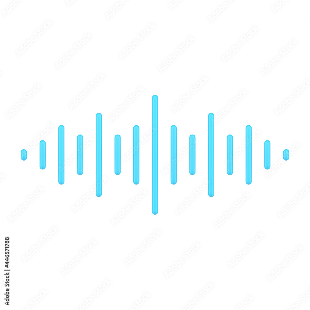 Blue music wave 3d icon. Equalizer for voice and audio frequencies Blue music wave 3d icon. Equalizer for voice and audio frequencies
