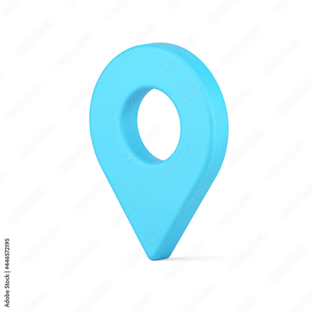 Web map marker 3d icon. Blue volumetric navigation symbol with target location Web map marker 3d icon. Blue volumetric navigation symbol with target location