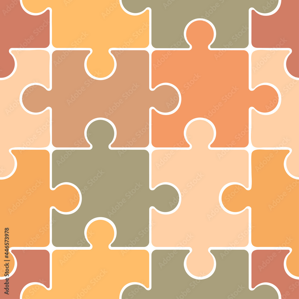 Seamless pattern from multicolored puzzles. Abstract background from pieces of natural shades. Seamless pattern from multicolored puzzles. Abstract background from pieces of natural shades.
