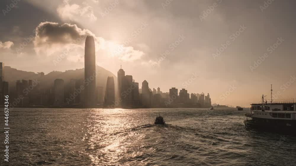 Impressive Hong Kong Central Skyline timelapse - day to night transition Impressive Hong Kong Central Skyline timelapse - day to night transition