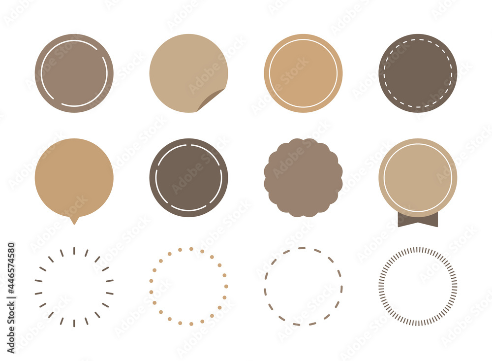 円形 丸型 吹き出し 見出し ポイント ラベルのフレームイラストセット 塗り ブラウンカラーバージョン Stock Vector Adobe Stock