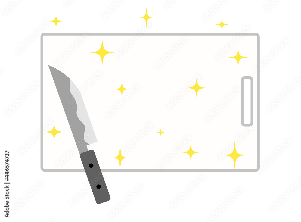 キラキラ輝いている清潔なイメージの包丁とまな板のイラスト Stock Vector Adobe Stock キラキラ輝いている清潔なイメージの包丁とまな板のイラスト Stock Vector Adobe Stock