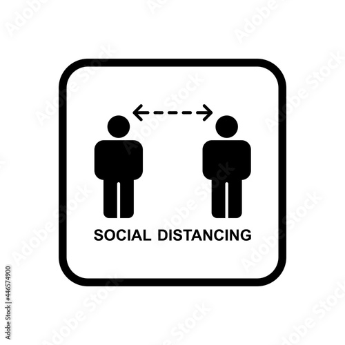Social distancing icon, Keep safe distance sign in public society people to protect from COVID-19 coronavirus outbreak, Avoid spreading concept, Isolated on white background, Vector illustration